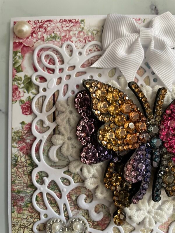 6x6" Luxury 3D Handmade Card Topper - JEWEL GEMSTONE BUTTERFLY - Image 6