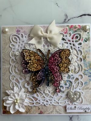 6x6" Luxury 3D Card Topper Sparkly Butterfly - SHINE BRIGHTLY