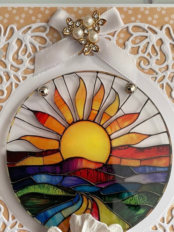 6x6" 3D Handmade All Occasion Colourful Card Topper - SENDING SUNSHINE - Image 4