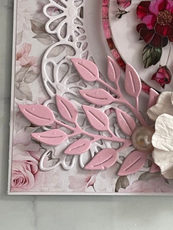 6x6" Luxury 3D Handmade Birthday Card Topper FLORAL PINK & BUTTERFLY - Image 4