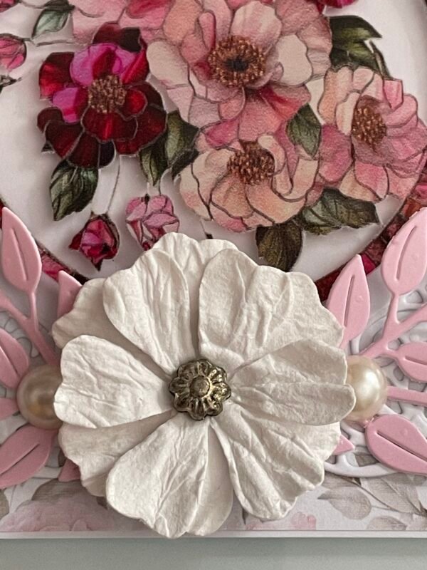 6x6" Luxury 3D Handmade Birthday Card Topper FLORAL PINK & BUTTERFLY - Image 5