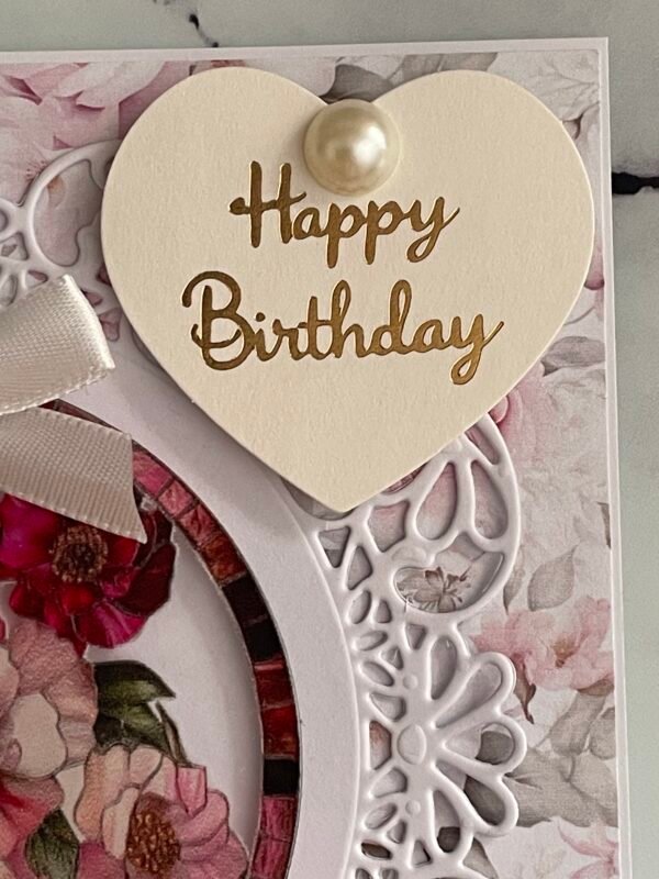 6x6" Luxury 3D Handmade Birthday Card Topper FLORAL PINK & BUTTERFLY - Image 7