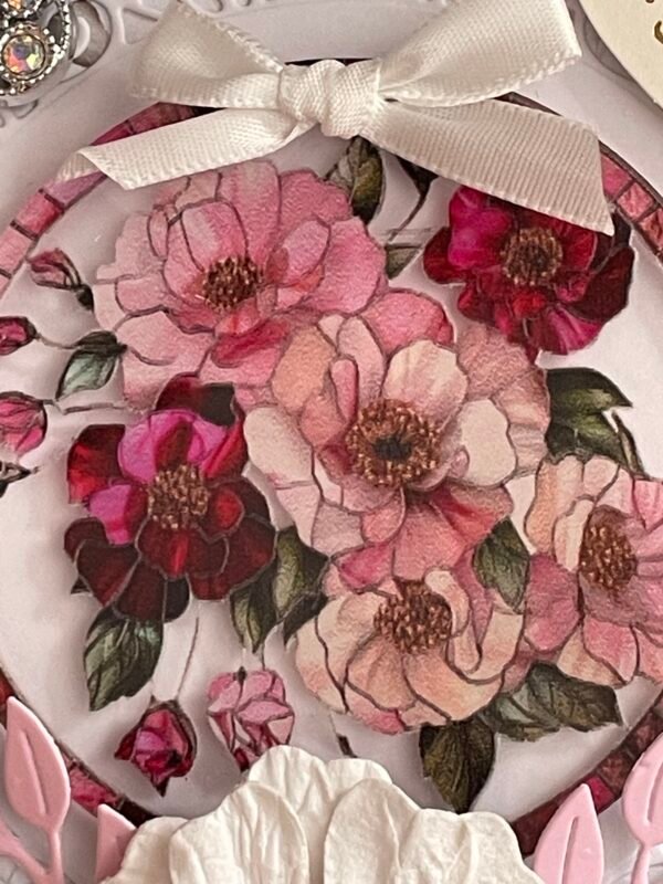 6x6" Luxury 3D Handmade Birthday Card Topper FLORAL PINK & BUTTERFLY - Image 8
