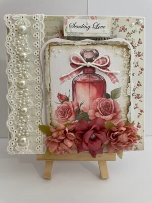 6x6" Luxury 3D Floral Rose Card Topper - VINTAGE ROSE PERFUME