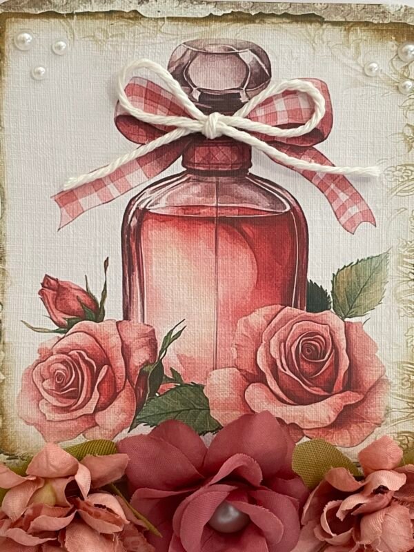 6x6" Luxury 3D Floral Rose Card Topper - VINTAGE ROSE PERFUME - Image 2