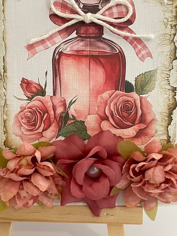6x6" Luxury 3D Floral Rose Card Topper - VINTAGE ROSE PERFUME - Image 3