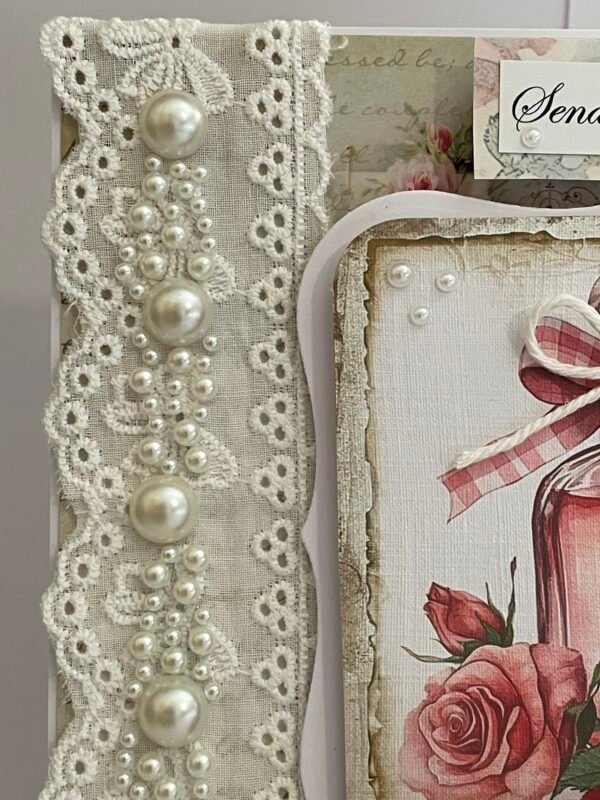 6x6" Luxury 3D Floral Rose Card Topper - VINTAGE ROSE PERFUME - Image 4