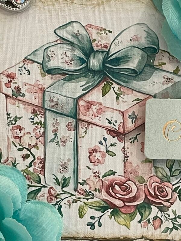 6x6" Luxury 3D Handmade Shabby Card Topper - Wrapped Gift - Celebrate - Image 2