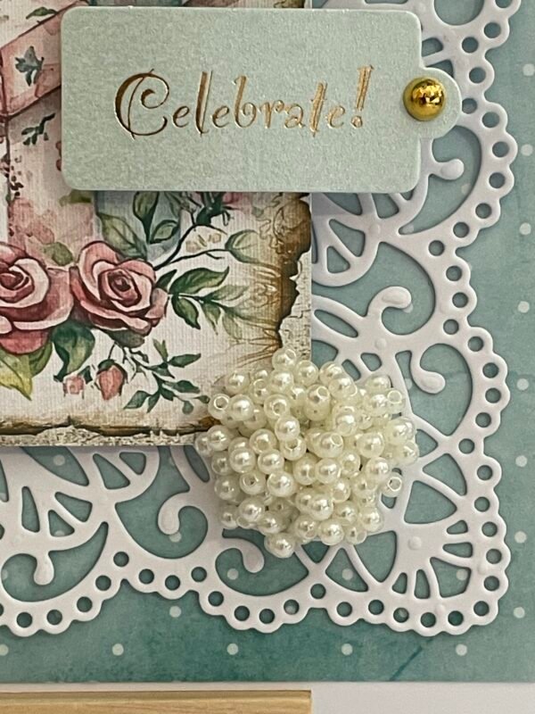 6x6" Luxury 3D Handmade Shabby Card Topper - Wrapped Gift - Celebrate - Image 3