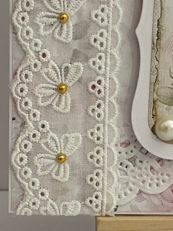 6x6" Luxury 3D Handmade Birthday Card Topper - SHABBY PEARL CUPCAKE - Image 4