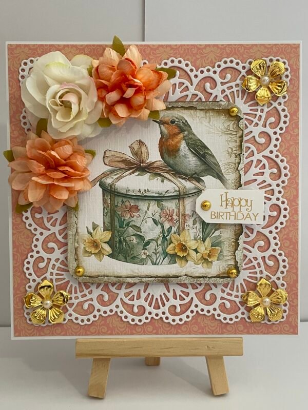 6x6" Luxury 3D Handmade Birthday Card Topper - SPRING/SUMMER ROBIN - Image 7