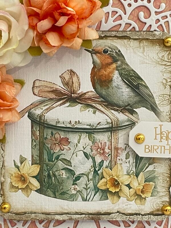 6x6" Luxury 3D Handmade Birthday Card Topper - SPRING/SUMMER ROBIN - Image 2