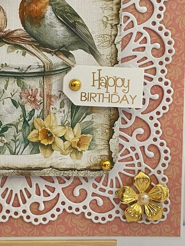 6x6" Luxury 3D Handmade Birthday Card Topper - SPRING/SUMMER ROBIN - Image 3