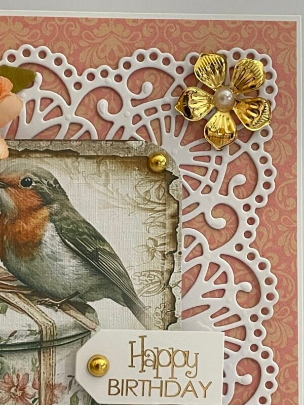 6x6" Luxury 3D Handmade Birthday Card Topper - SPRING/SUMMER ROBIN - Image 4