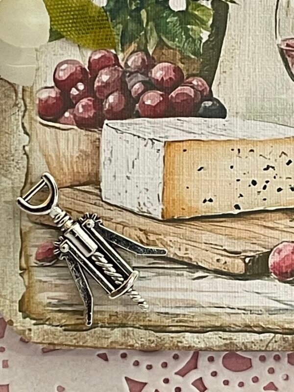 6x6" Luxury Floral 3D Handmade Card Topper - CHEESE & WINE - Image 3