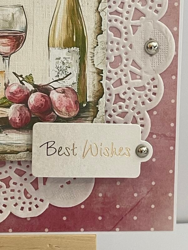 6x6" Luxury Floral 3D Handmade Card Topper - CHEESE & WINE - Image 4