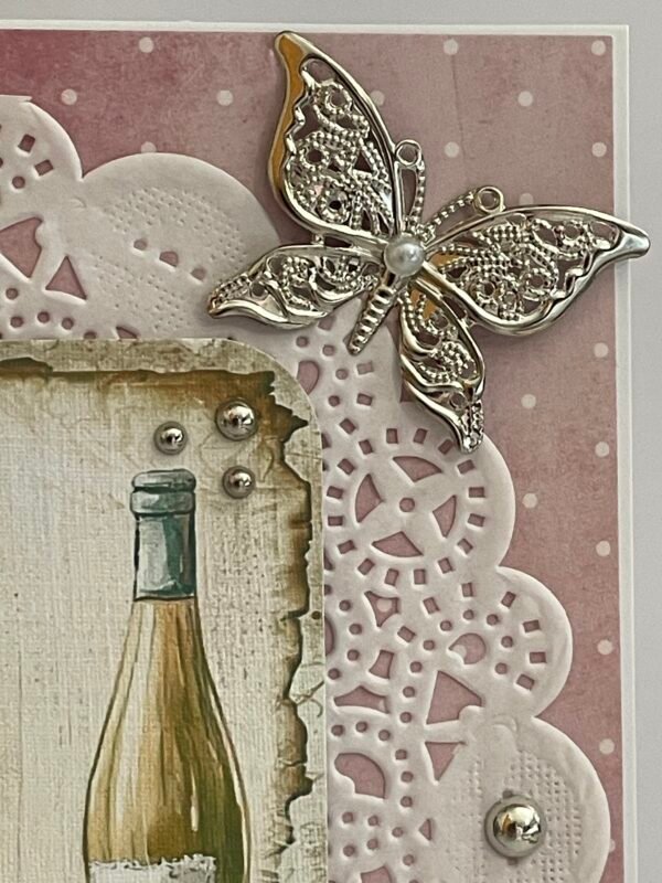 6x6" Luxury Floral 3D Handmade Card Topper - CHEESE & WINE - Image 5