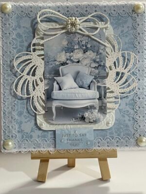 6x6" 3D Luxury Shabby Blue CHAIR Handmade Card Topper