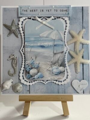6x6" Luxury 3D Handmade Card Topper Shabby Blue - Beach - Seaside - Starfish
