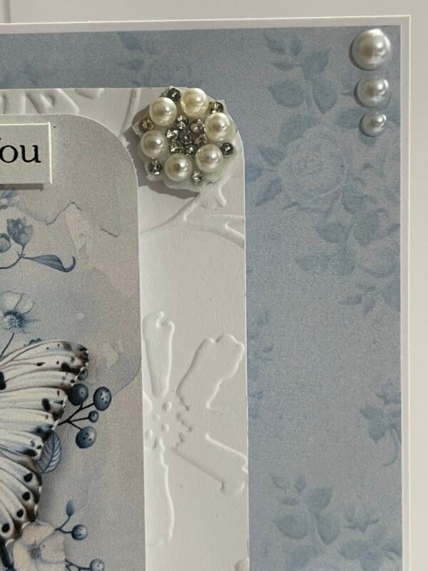 6x6" Luxury 3D Handmade Card Topper. Shabby Blue - Floral Butterfly - Image 5
