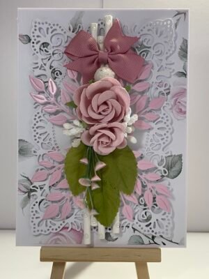 5x7" Luxury 3D Handmade Card Topper - Pink Roses - All Occasion
