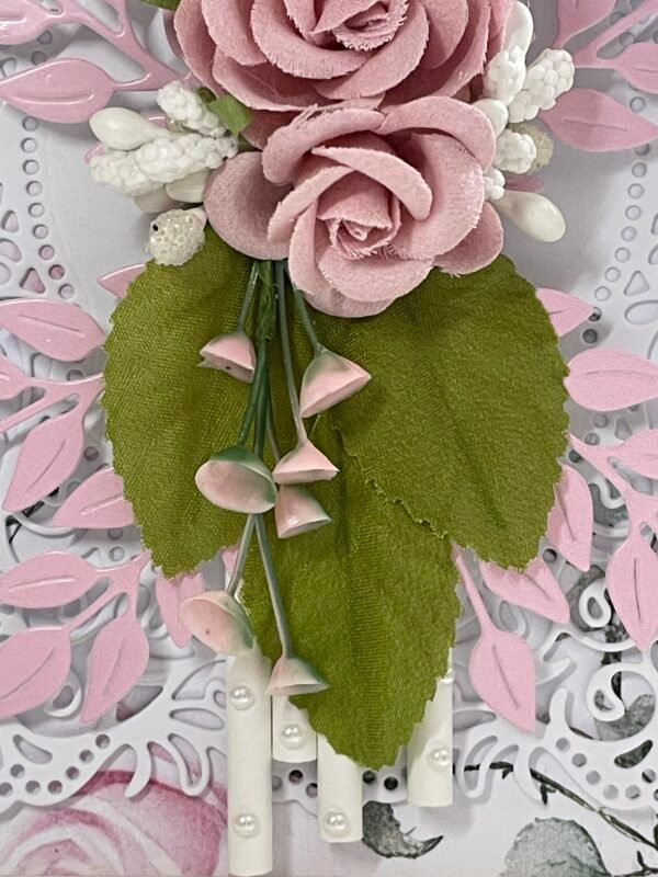 5x7" Luxury 3D Handmade Card Topper - Pink Roses - All Occasion - Image 4