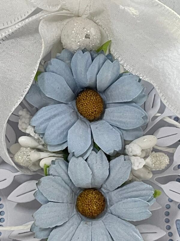 5X7" Luxury Blue Shabby Floral Handmade Card Topper - All Occasion - Image 4