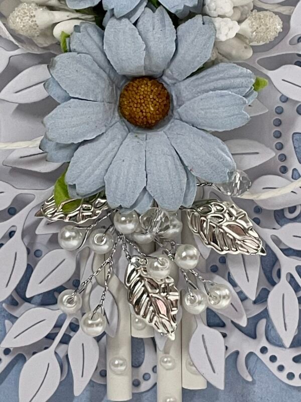 5X7" Luxury Blue Shabby Floral Handmade Card Topper - All Occasion - Image 3