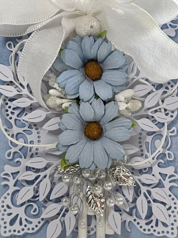 5X7" Luxury Blue Shabby Floral Handmade Card Topper - All Occasion - Image 2