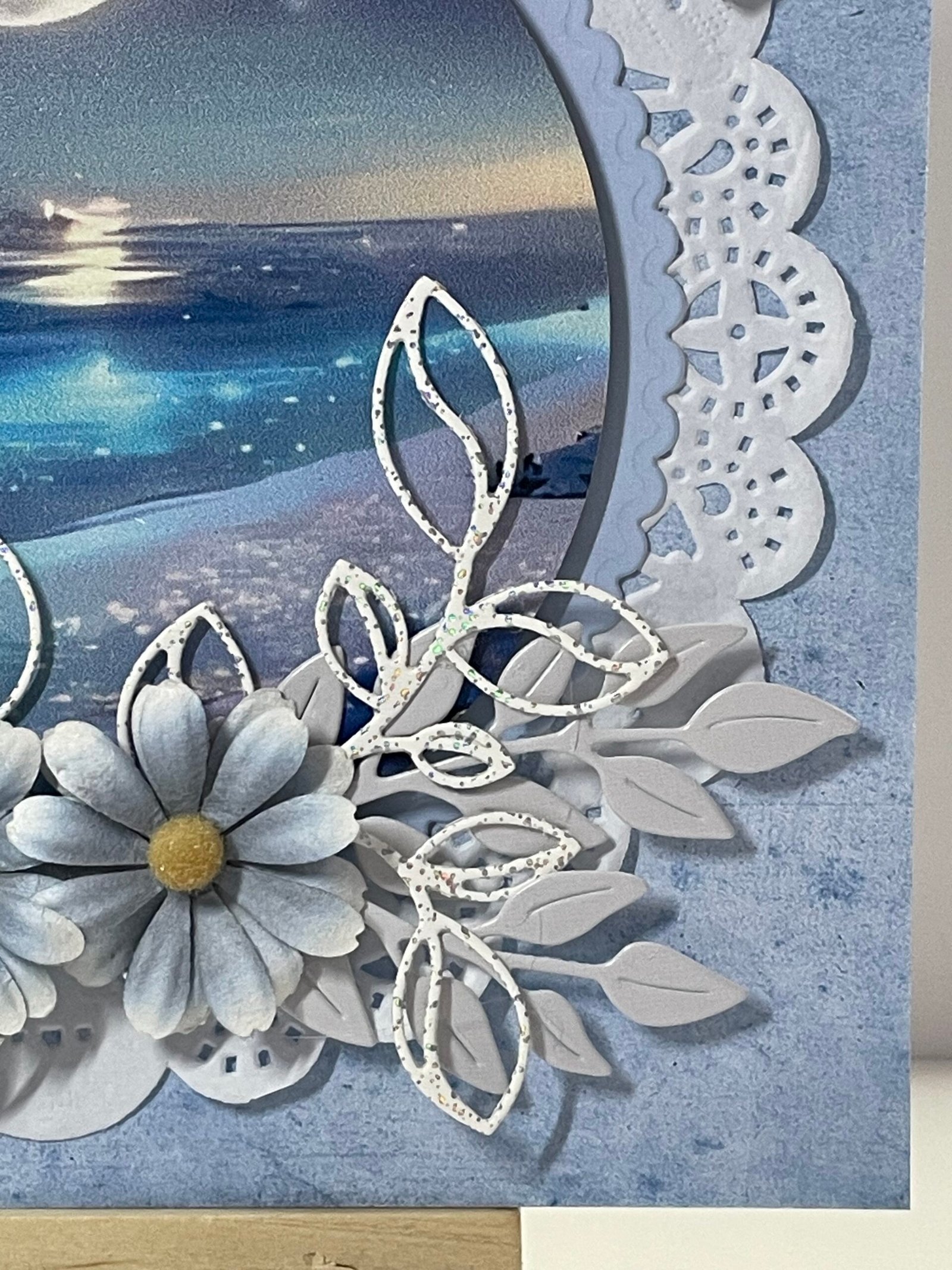 Luxury 3D Handmade Coastal Card & Envelope 6x6" Evening Moon - Sea -Beach - Image 7