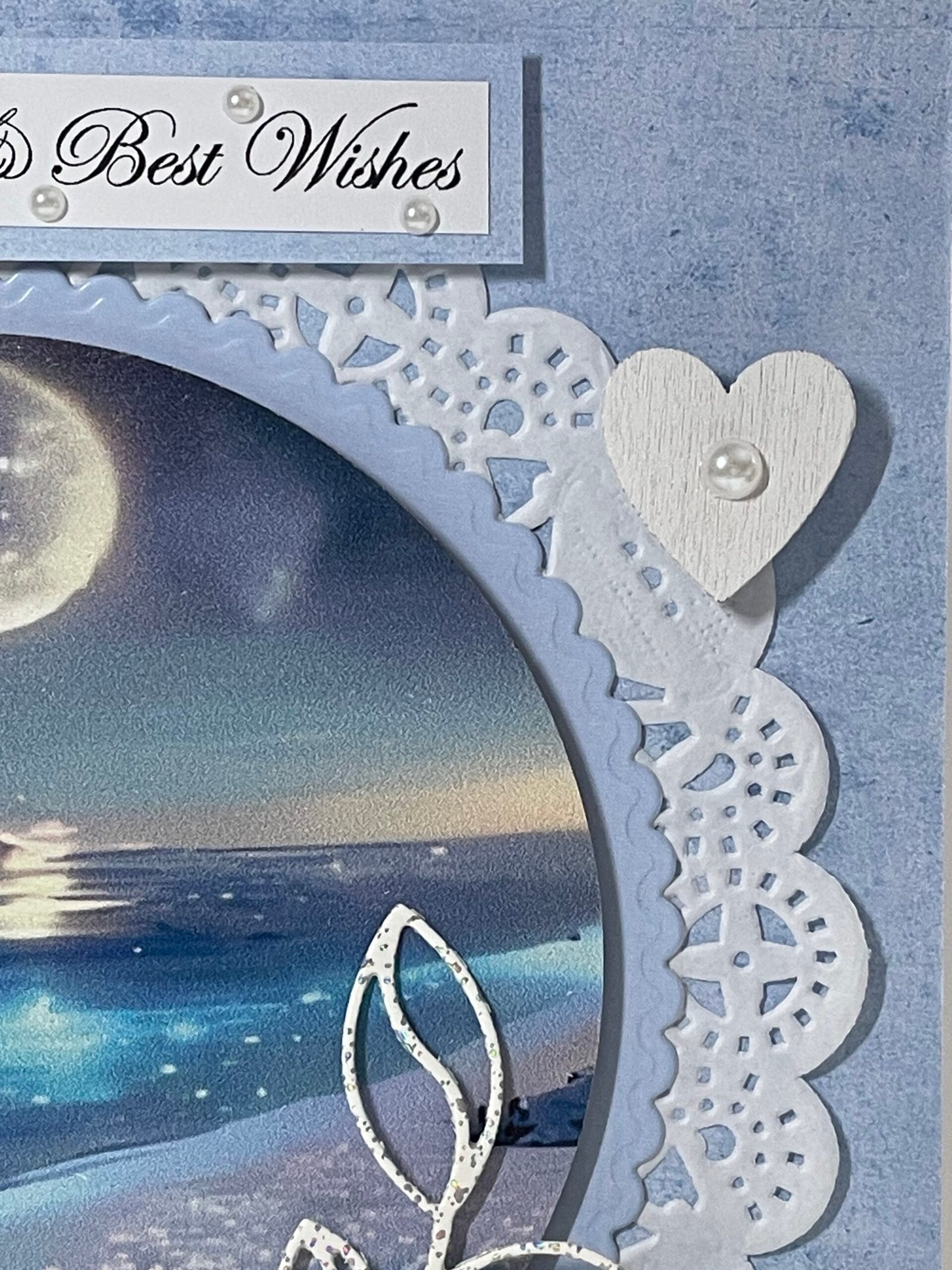 Luxury 3D Handmade Coastal Card & Envelope 6x6" Evening Moon - Sea -Beach - Image 6