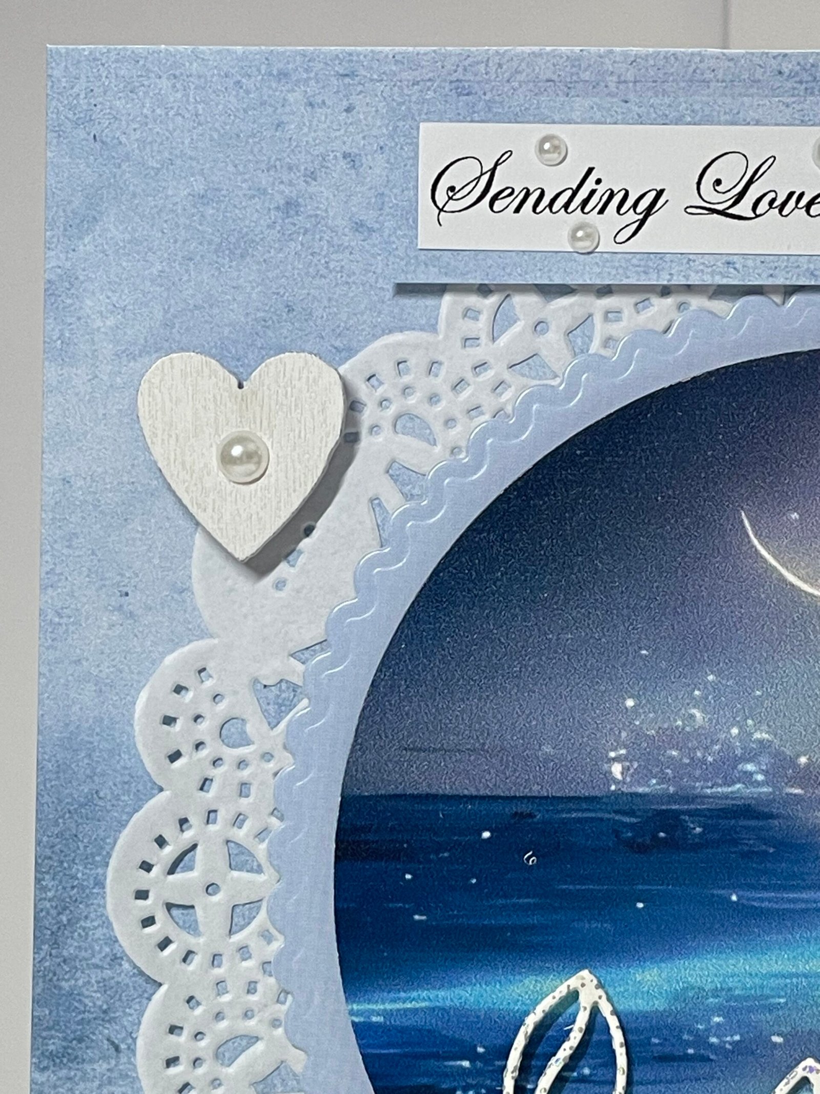 Luxury 3D Handmade Coastal Card & Envelope 6x6" Evening Moon - Sea -Beach - Image 5