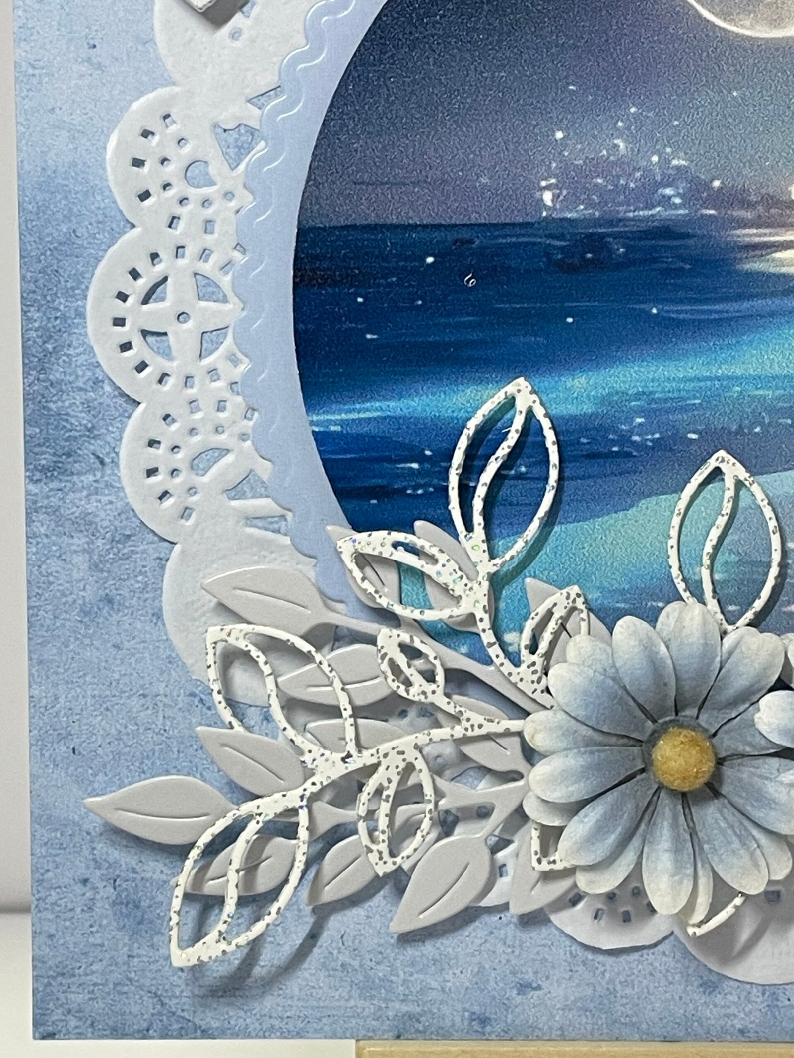 Luxury 3D Handmade Coastal Card & Envelope 6x6" Evening Moon - Sea -Beach - Image 4