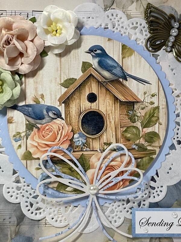 Luxury 3D Handmade Floral Card & Envelope - Birds - Birdhouse - SENDING LOVE - Image 2