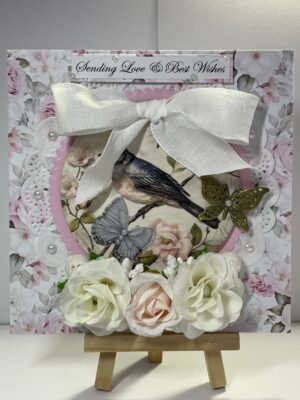 Luxury 3D Shabby Chic Boxed Floral Card - Bird - Roses - Butterfly ANY OCCASION