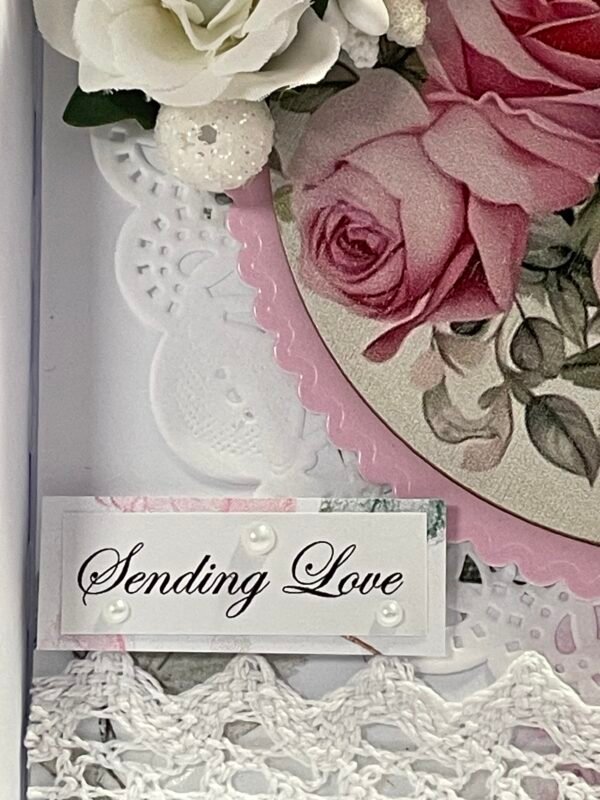 Luxury 6x6" Boxed Floral Card - Roses - Butterfly - Heart - Pearls - Image 7