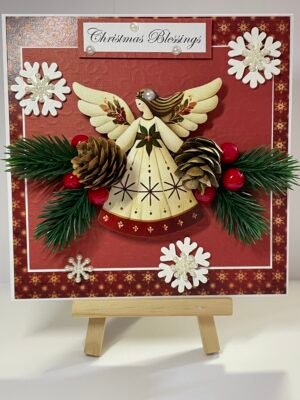 6X6" Luxury 3D Handmade Christmas Card Topper - Angel - Pinecones - Snowflakes