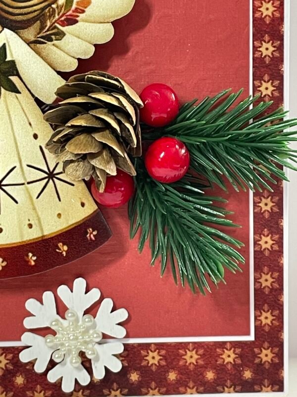 6X6" Luxury 3D Handmade Christmas Card Topper - Angel - Pinecones - Snowflakes - Image 5
