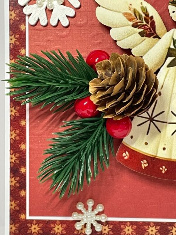 6X6" Luxury 3D Handmade Christmas Card Topper - Angel - Pinecones - Snowflakes - Image 4