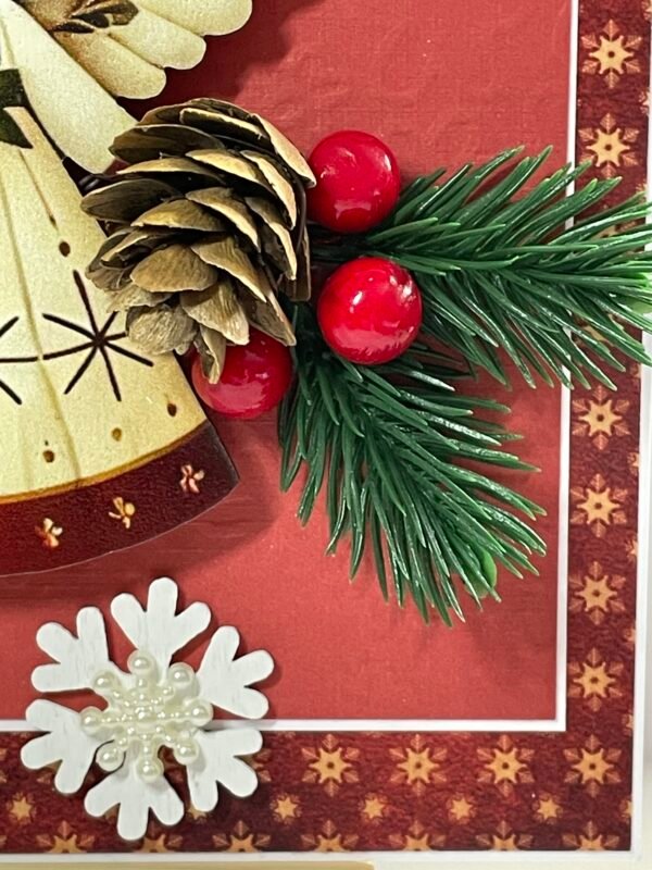 6X6" Luxury 3D Handmade Christmas Card Topper - Angel - Pinecones - Snowflakes - Image 3