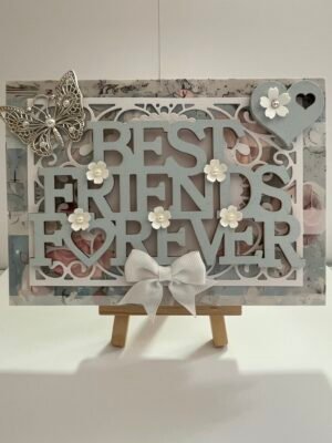 5x7" Luxury 3D Handmade Shabby Greeting Card & Envelope - Best Friend - Butterfly - Duck Egg Blue