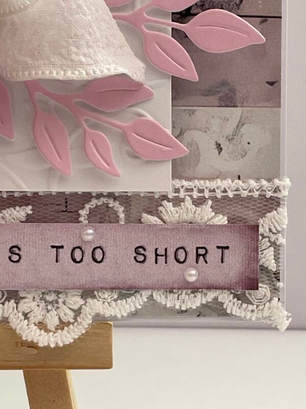A6 Luxury Handmade Card Topper - Shabby Pink Rose - Image 2