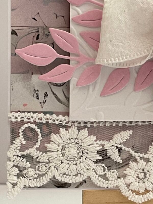 A6 Luxury Handmade Card Topper - Shabby Pink Rose - Image 4