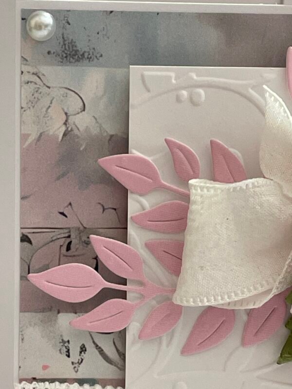 A6 Luxury Handmade Card Topper - Shabby Pink Rose - Image 5