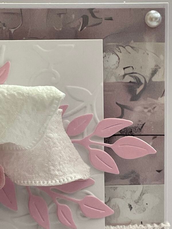 A6 Luxury Handmade Card Topper - Shabby Pink Rose - Image 6