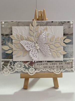 A6 Luxury 3D Shabby Handmade Card Topper - Butterfly - Teal & Cream