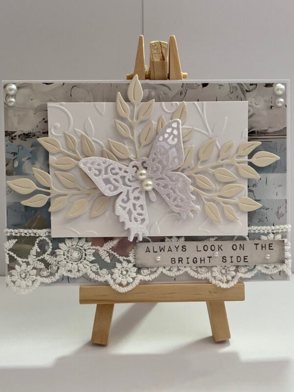 A6 Luxury 3D Shabby Handmade Card Topper - Butterfly - Teal & Cream