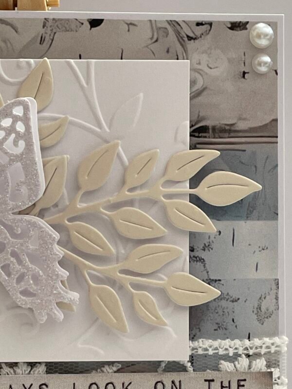 A6 Luxury 3D Shabby Handmade Card Topper - Butterfly - Teal & Cream - Image 4