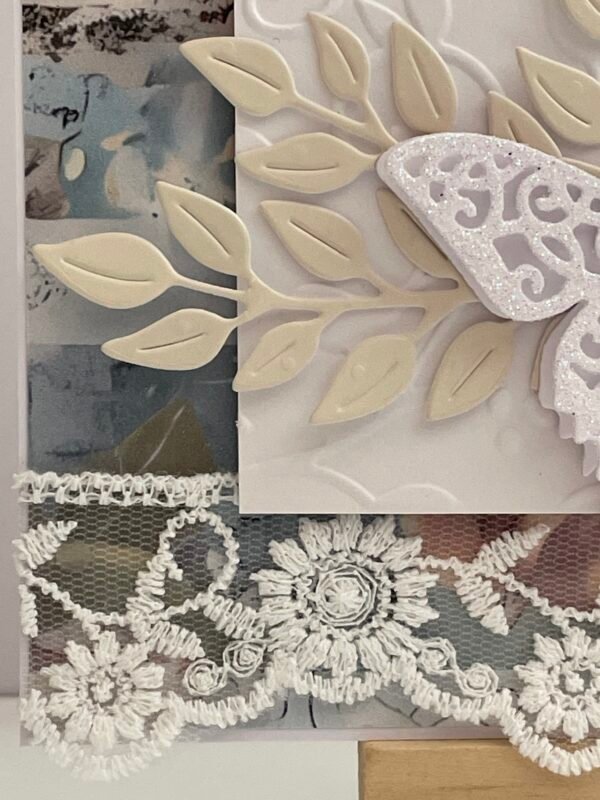 A6 Luxury 3D Shabby Handmade Card Topper - Butterfly - Teal & Cream - Image 5