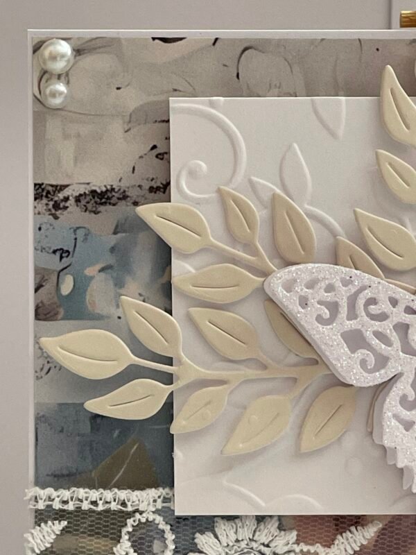 A6 Luxury 3D Shabby Handmade Card Topper - Butterfly - Teal & Cream - Image 6
